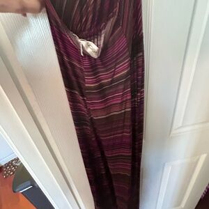 Elegant Striped Maxi Dress - Pink and Brown